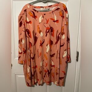 LOGo Lori Goldstein Abstract Botanical Long Sleeve Top with Pockets Size 4X